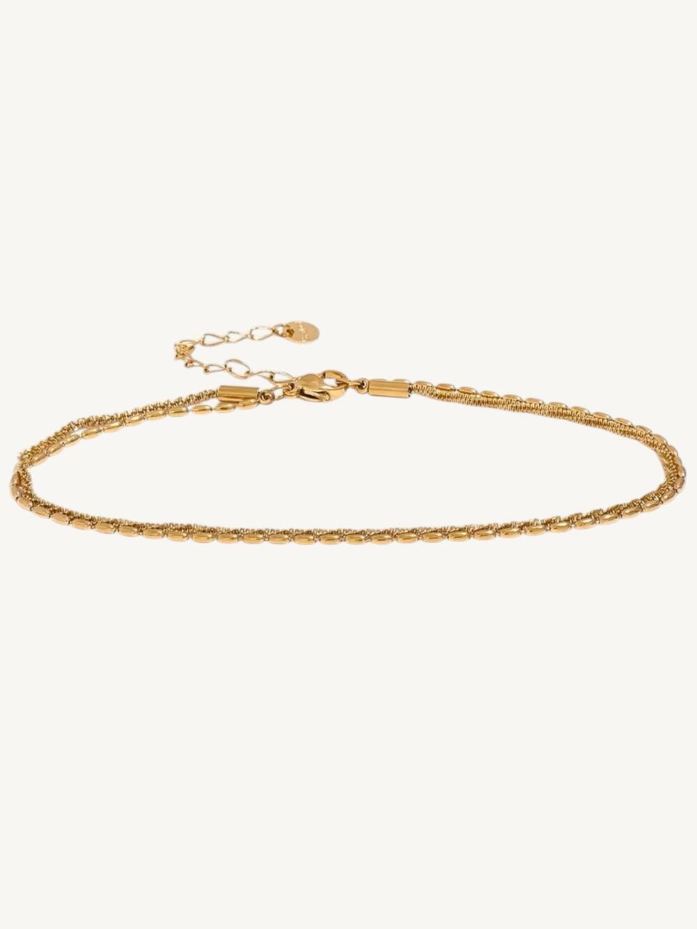 The Côte Double Strand Anklet 18K PVD Gold Silver Stainless Steel Waterproof
